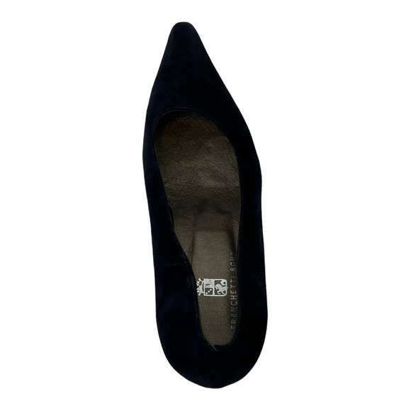 Franchetti Bond Laura Suede Navy Blue Pump Heels Women's Pointed Toe 40.5 US 10 - Picture 4 of 9